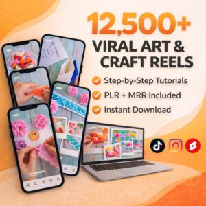 Over 12,500 Art & Craft Tutorial Reels Bundle featuring DIY Projects and Viral Videos tailored for Instagram, TikTok, and YouTube (Includes PLR and MRR).