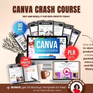 Canva Crash Course with PLR Resell Rights: Editable Video Tutorials and Ebook, Comprehensive Canva Training Guide for Beginners, Resellers, and Etsy Sellers