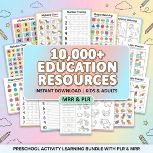 Kids Learning Activities Bundle | Over 10,000 Educational Resources for Children - Coloring Books, Worksheets (Includes PLR and MRR)