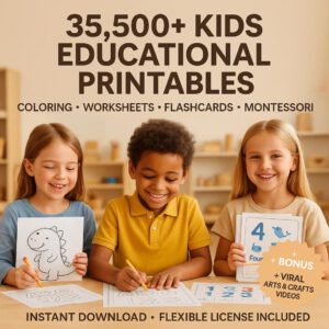 Over 35,500 Kids' Worksheets with PLR and MRR Resale Rights – Includes Coloring Pages, Educational Printables, and More! Complete Bundle for Teachers, Parents, and Entrepreneurs.