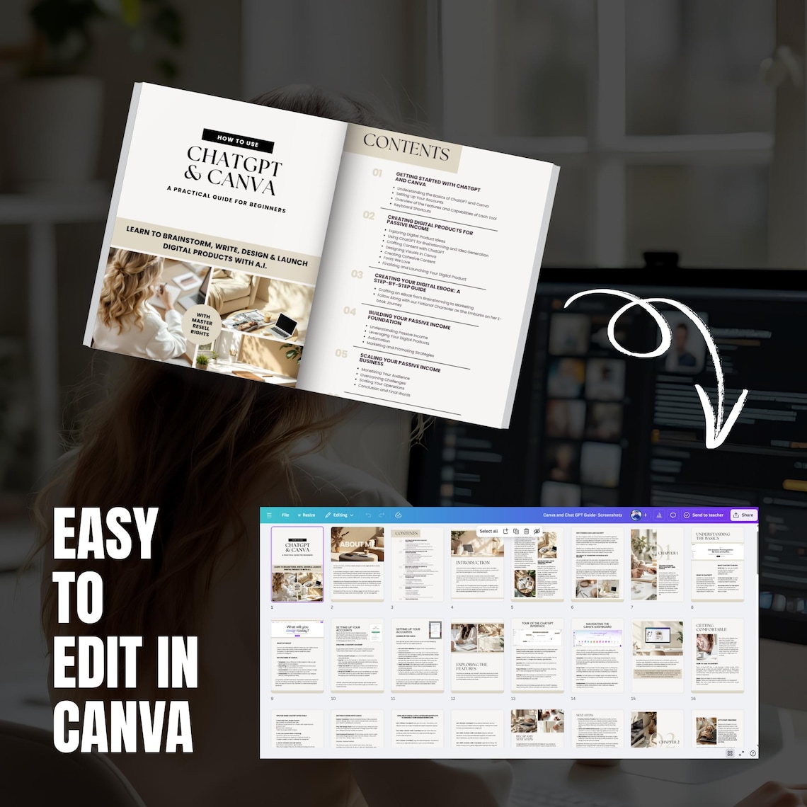 ChatGPT & Canva Guide: Digital Product Creation Ebook (PLR/MRR Template, 87 Pages + Extras) - Image 2