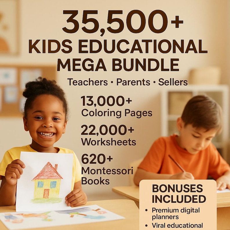 Over 35,500 Kids' Worksheets with PLR and MRR Resale Rights – Includes Coloring Pages, Educational Printables, and More! Complete Bundle for Teachers, Parents, and Entrepreneurs. - Image 3