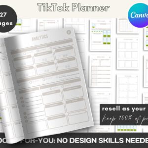 TikTok Content Planner Canva Template | Social Media Organizer with Resell Rights | Perfect for Influencers and Creators
