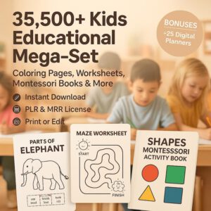 Over 35,500 Kids' Worksheets with PLR and MRR Resale Rights – Includes Coloring Pages, Educational Printables, and More! Complete Bundle for Teachers, Parents, and Entrepreneurs.