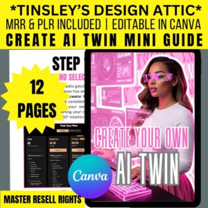 Create Your Own AI Twin Guide | MRR & PLR Included | Pixar-Style Avatar Creation | Digital Clone Development | Virtual Assistant Design | Artificial Intelligence Personalization | Canva Integration