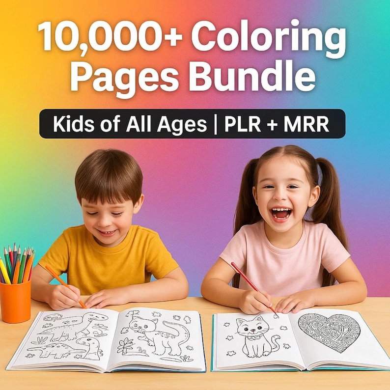 Over 10,000 Kids’ Coloring Pages Bundle | Printable Sheets with PLR & MRR Rights Included + Bonus Content - Image 4