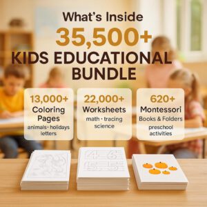 Over 35,500 Kids' Worksheets with PLR and MRR Resale Rights – Includes Coloring Pages, Educational Printables, and More! Complete Bundle for Teachers, Parents, and Entrepreneurs.