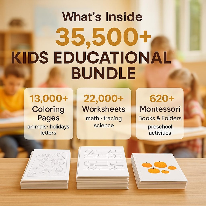 Over 35,500 Kids' Worksheets with PLR and MRR Resale Rights – Includes Coloring Pages, Educational Printables, and More! Complete Bundle for Teachers, Parents, and Entrepreneurs. - Image 6