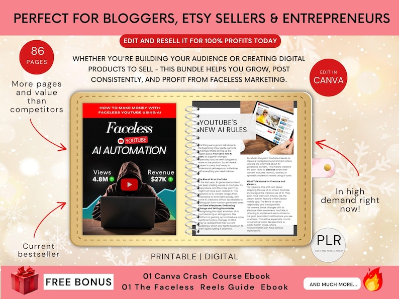 Faceless YouTube AI Automation Ebook: Canva Template with PLR and MRR Rights - Image 6