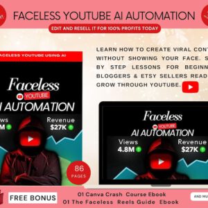 Faceless YouTube AI Automation Ebook: Canva Template with PLR and MRR Rights